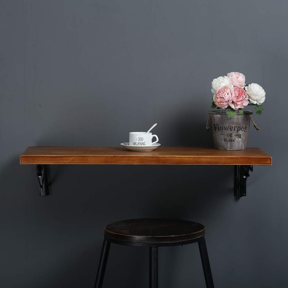 Versatile 40"x16" Wall-Mounted Drop Leaf Dining Table in Solid Pine Wood