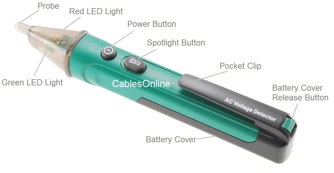 Non-Contact Voltage Detector, Light Indicator, 50V~1000V, Flashlight LED TS-AC03