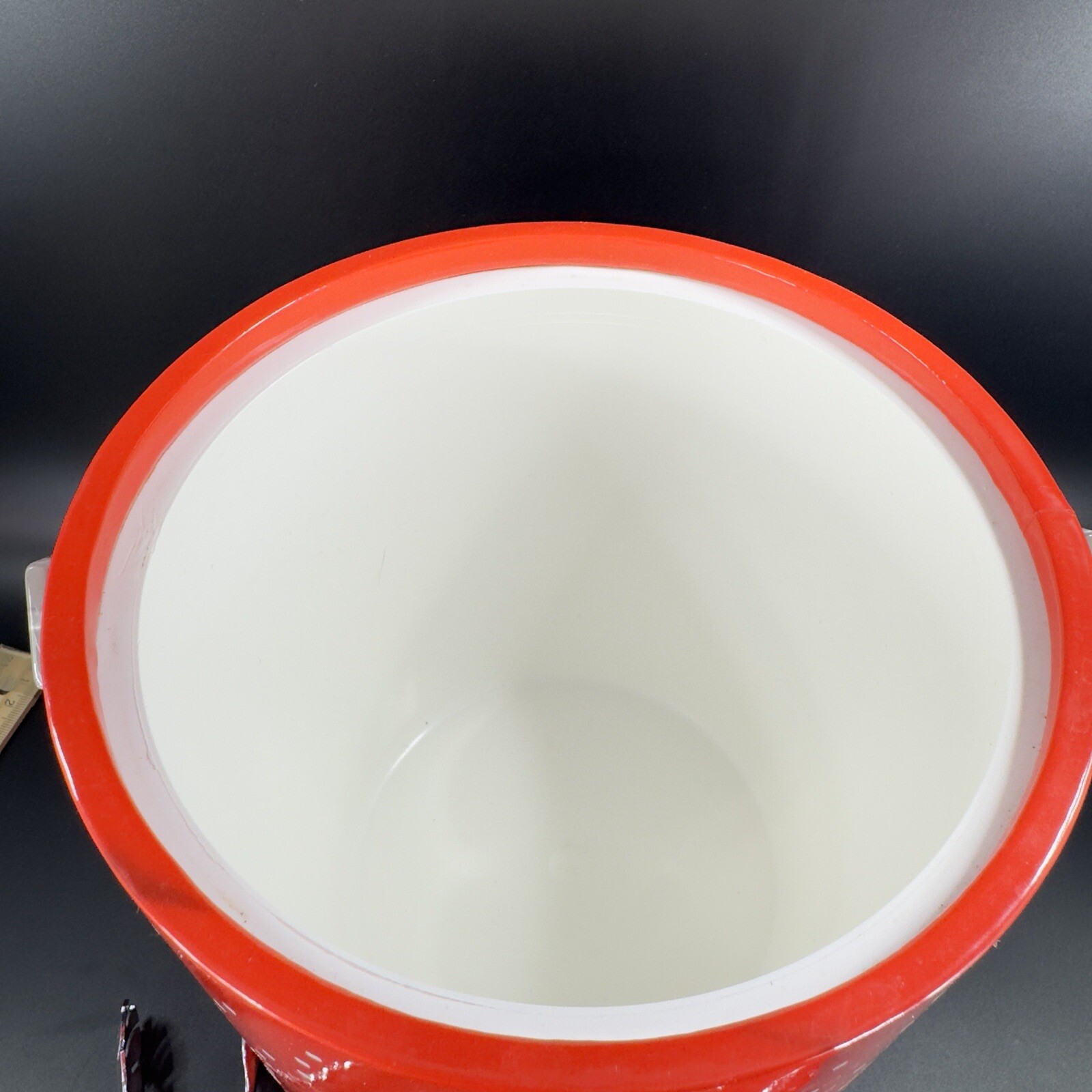 1980s Libbey Winterland Retro Bright Red Holiday Ice Bucket Vintage W Lid Decor