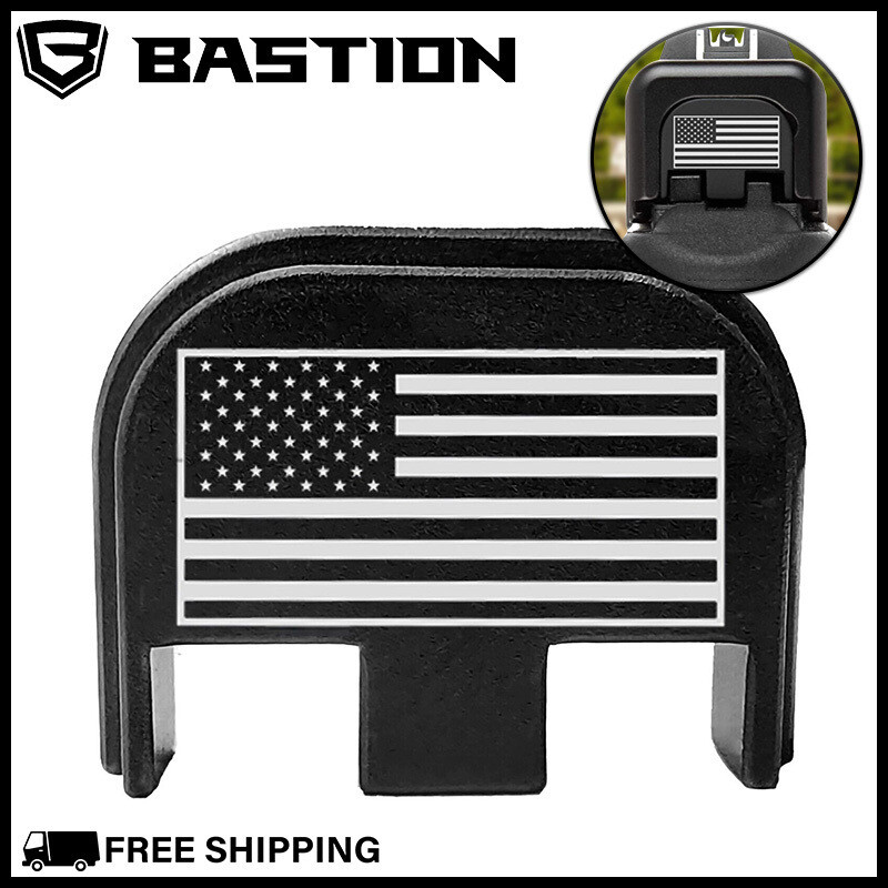 GLOCK REAR SLIDE BACK COVER PLATE Models 19 17-45 Gen 1-5 Bastion Logo USA Flag