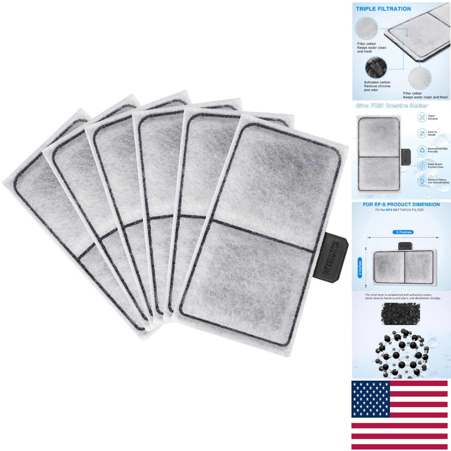 High-Quality 6 Pack Filter Cartridges for EF-S and BETTAFLO - 3-Layer Filtration