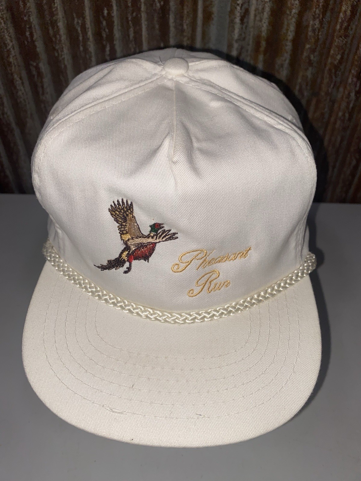 Vintage Pheasant Run Embroidered Trucker Hat Cap  Rope Brim 70s Felt San Sun