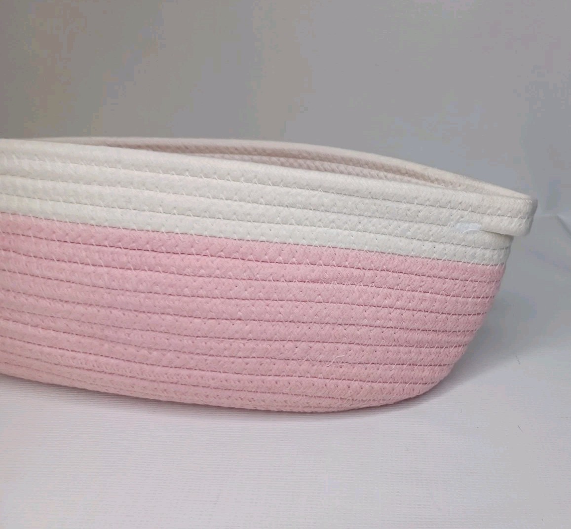 Pink Oval Woven Fabric Gift Basket