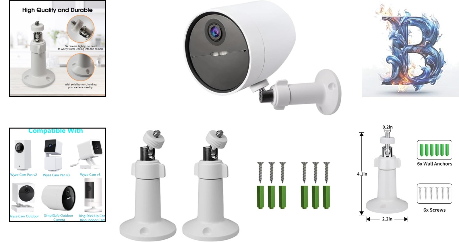 360° Adjustable Camera Mounts for SimpliSafe - Easy Wall Installation (2-Pack)