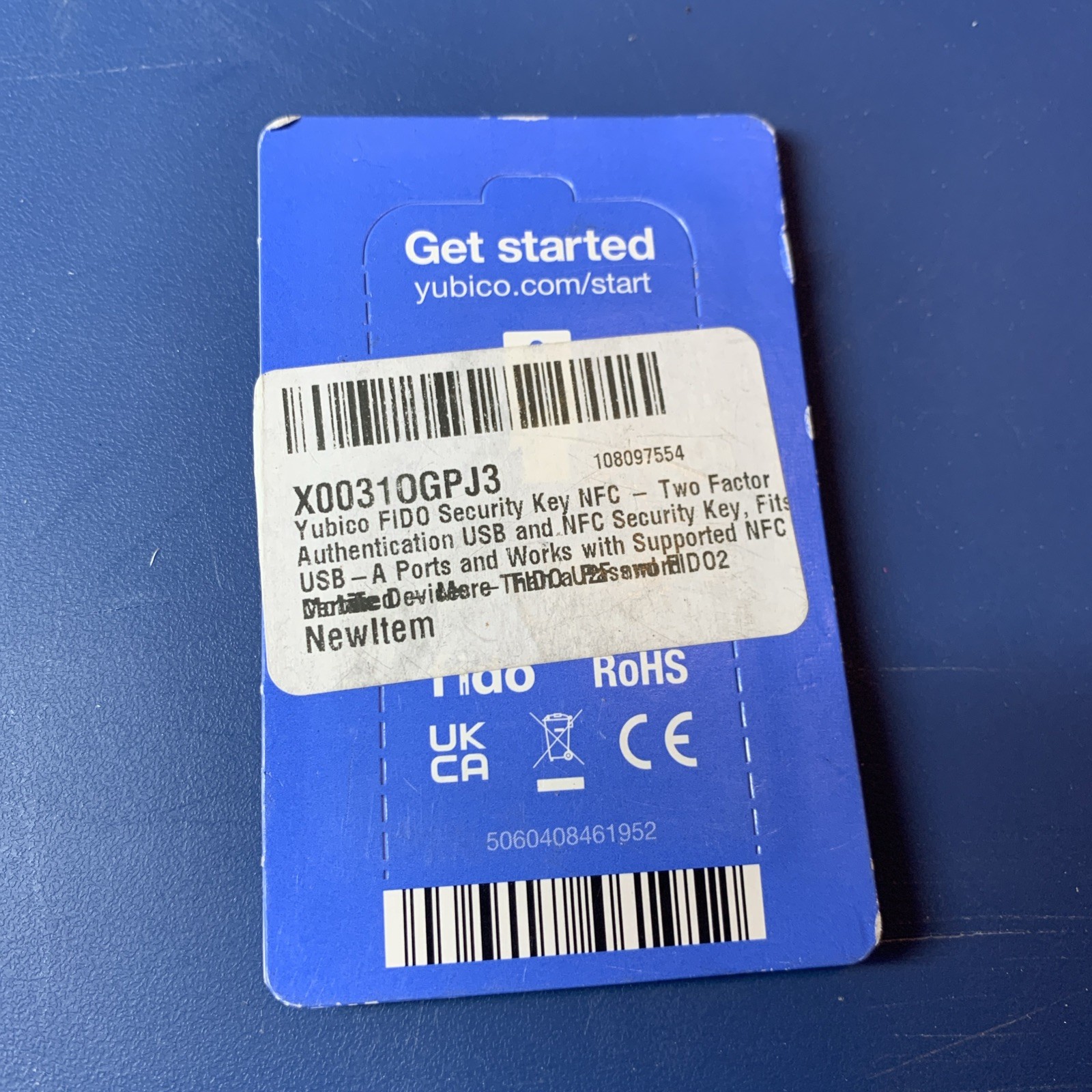Yubico FIDO Security Key NFC and USB - Two Factor Authentication, Fits USB-A.