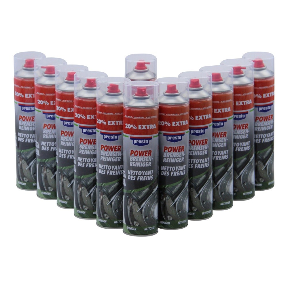 Brake Cleaner Power Presto 12 x 600ml Spray Can Acetone Free Brake Spray