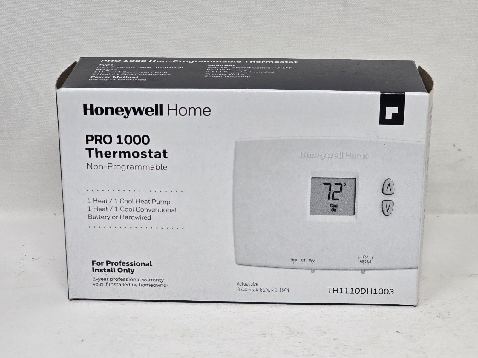 Honeywell Home PRO 1000 Non-Programmable Thermostat TH1110DH1003, White - New