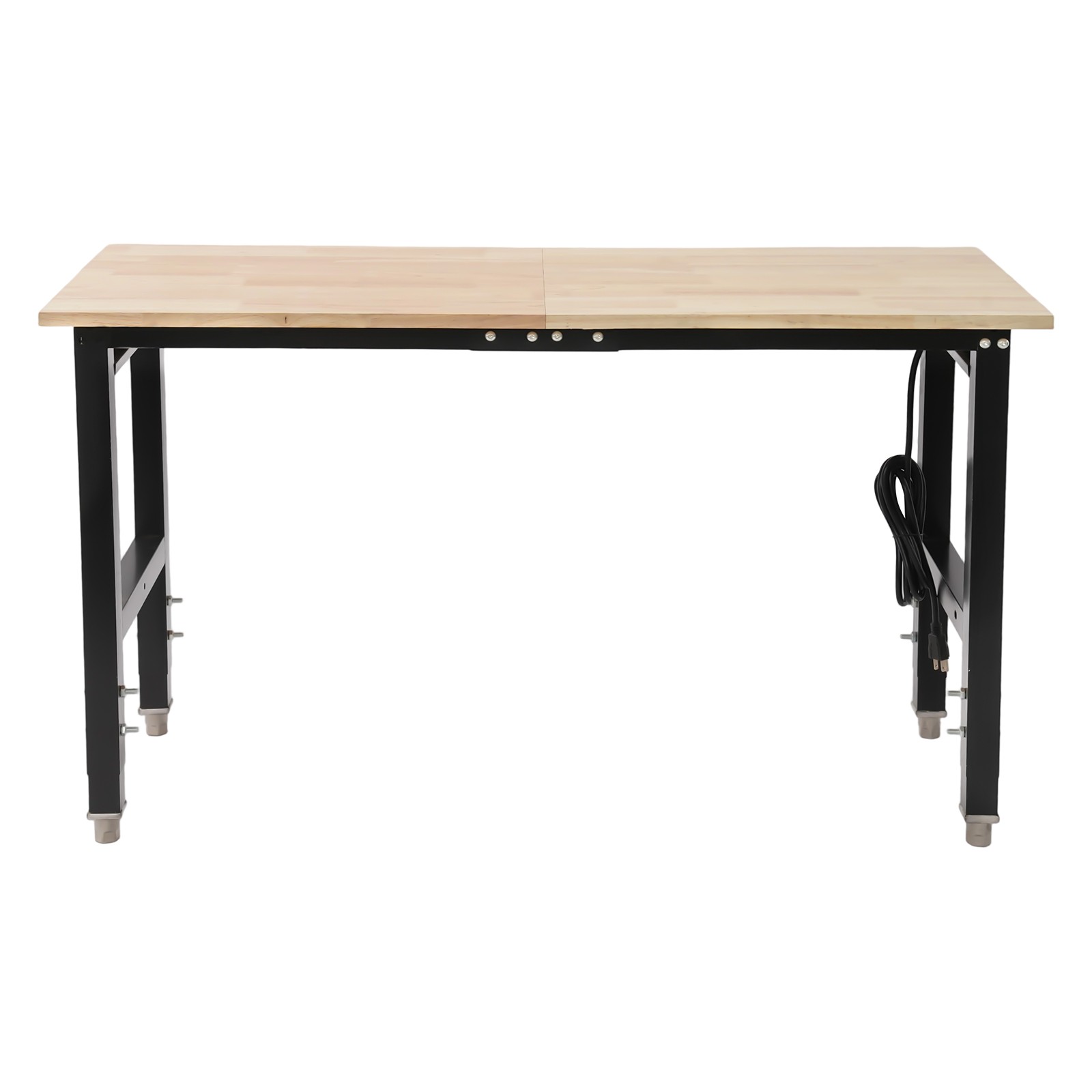 110V 48*20 in Wood Color& Black Freestanding Adjustable Workbench W/ Power Strip