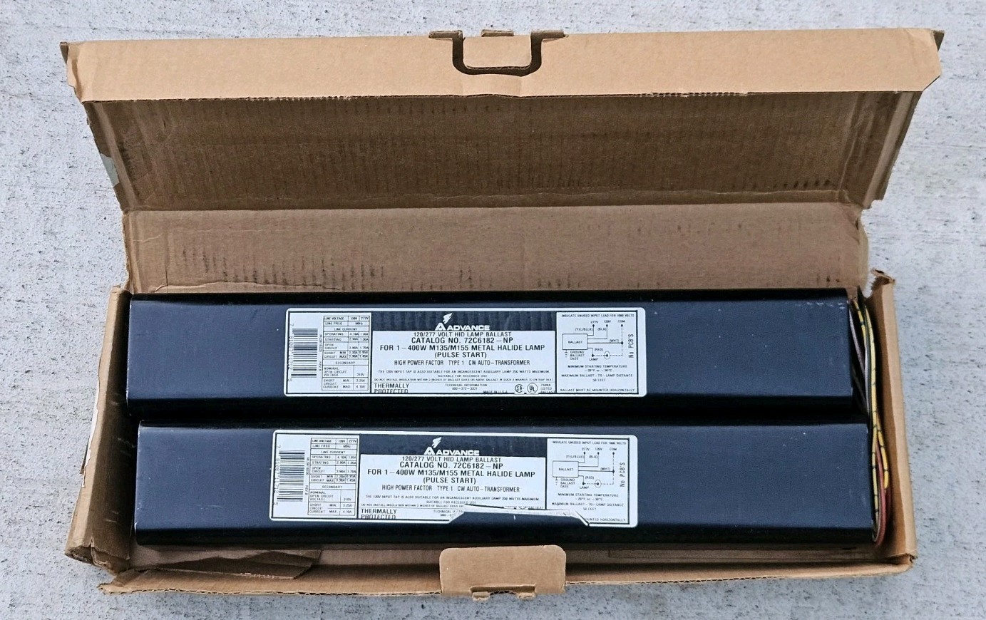(Box of 2) Philips Advance 72C6182-NP 400W Metal Halide F-can HID Ballasts *NEW*