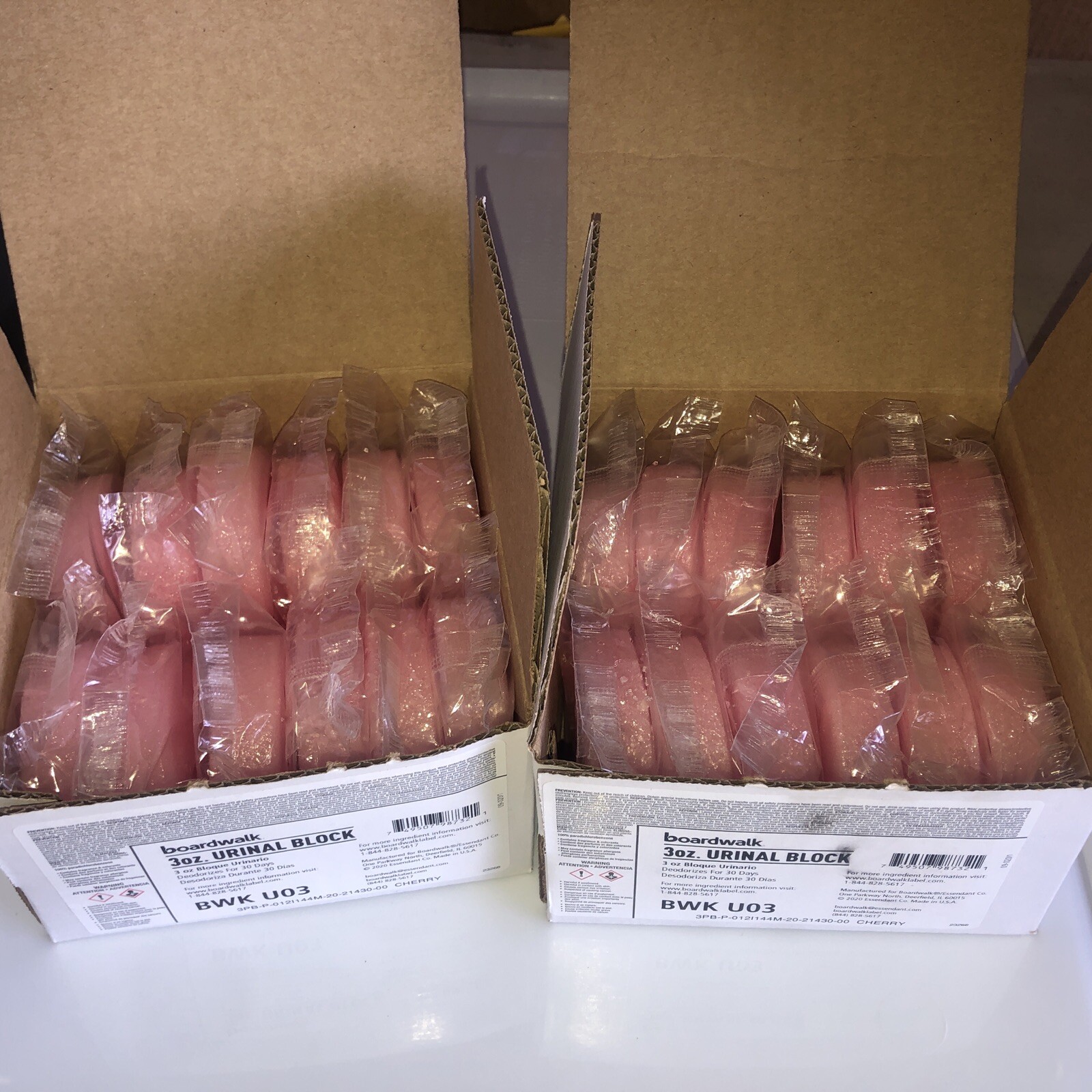 3 oz. Boardwalk Urinal Block Cherry Pink - pack of 24.