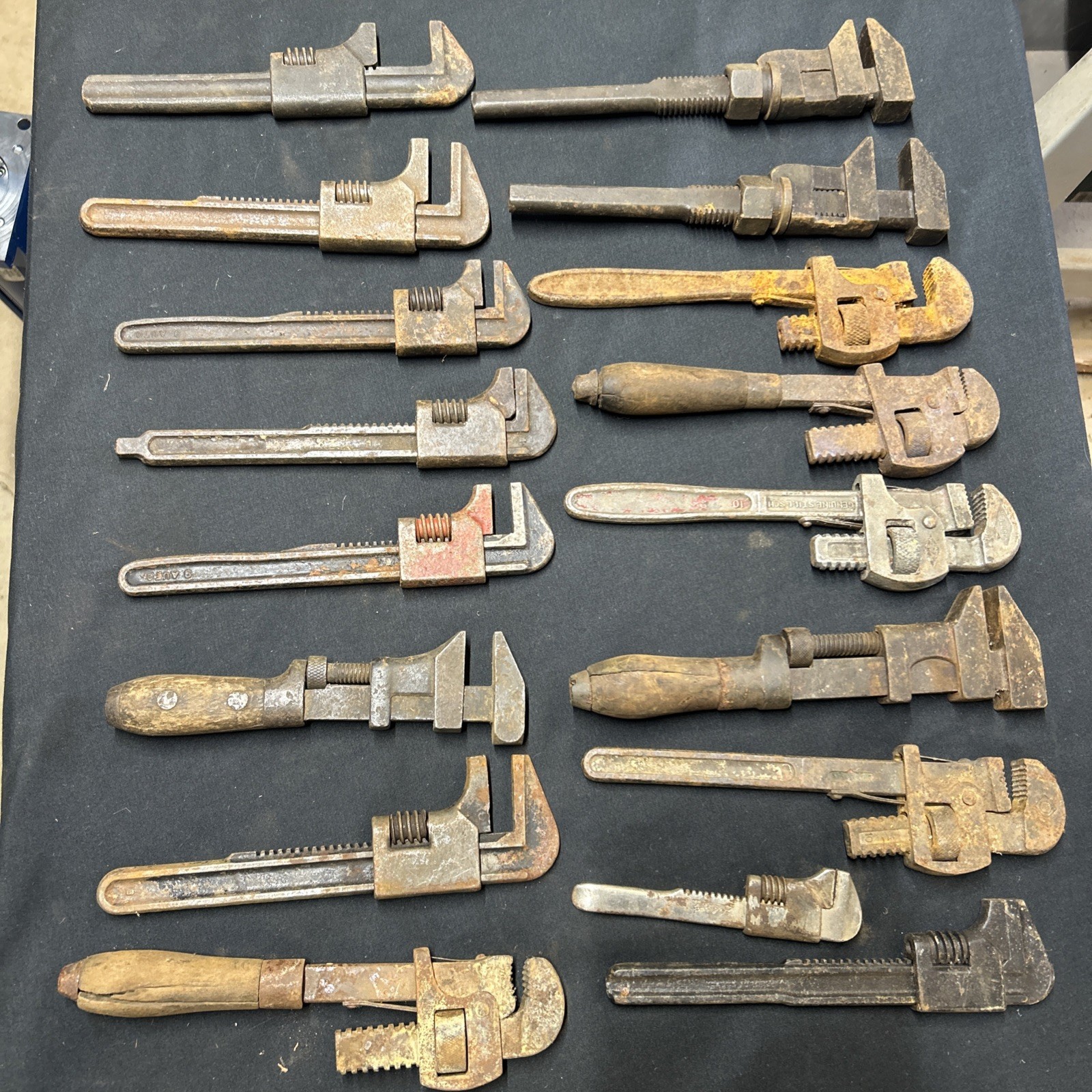 Lot Of 17 Old Pipe Wrenches