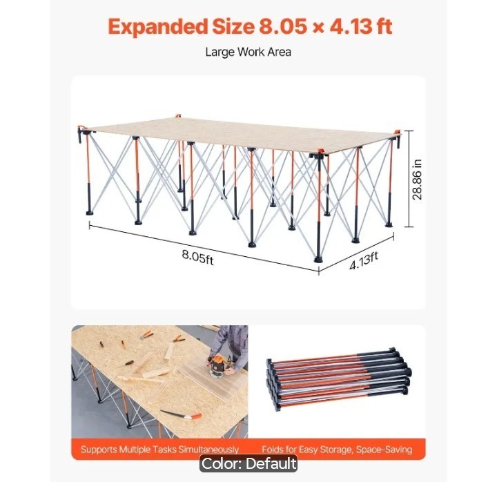VEVOR Portable Folding Workbench Base 8x4 Collapsible Table Frame 6000lb NEW