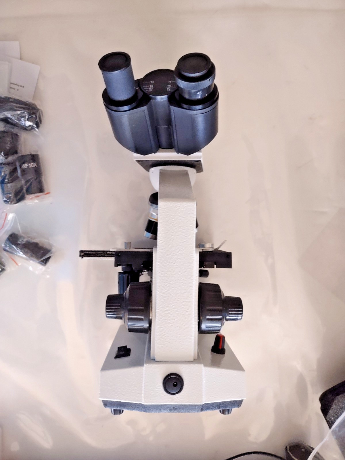 Needs calibration, Trinocular Microscope 40X-5000X Magnification ,