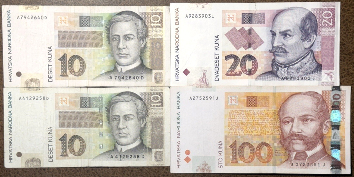 Croatia 4 Note Collectors Set 10 - 100 Kuna