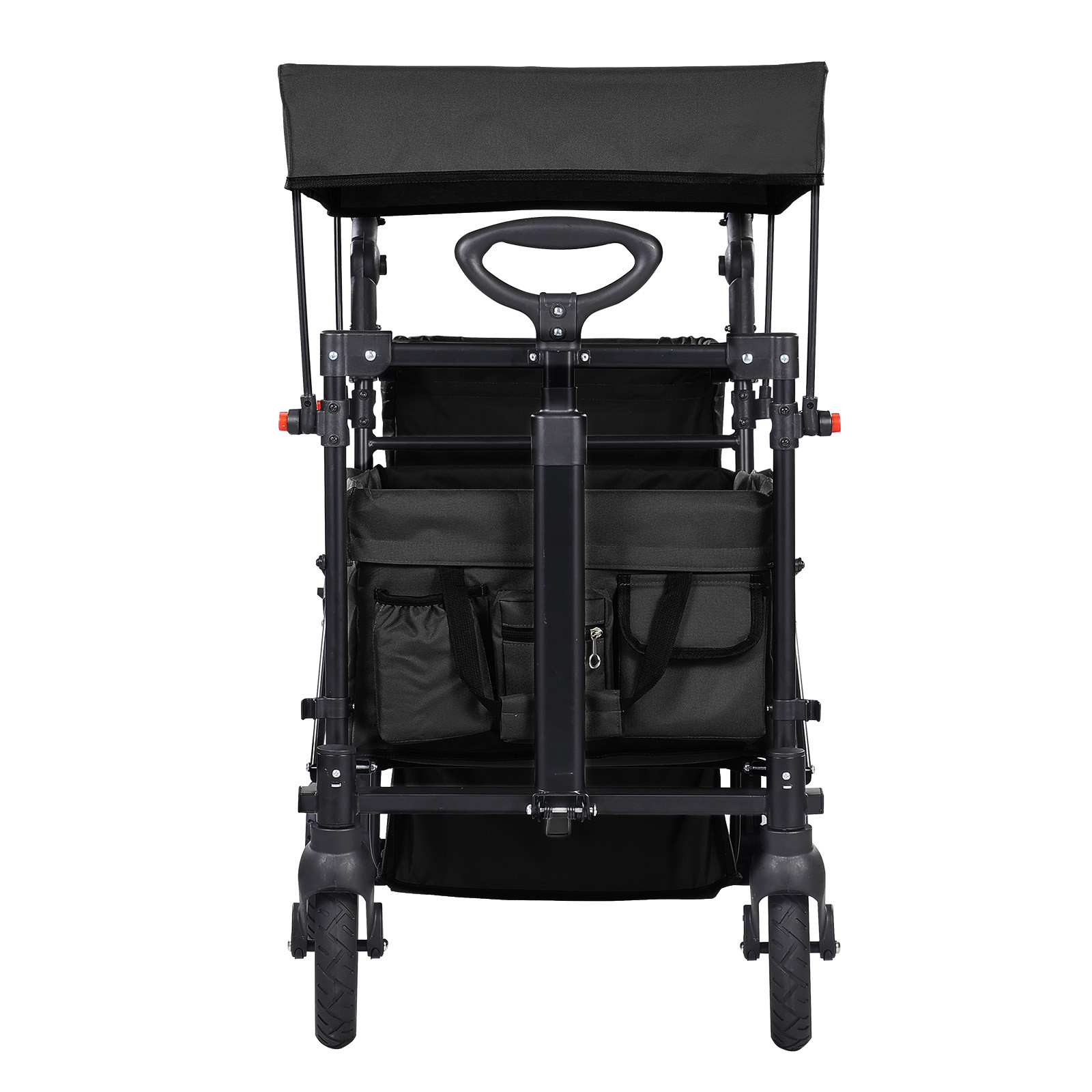 VEVOR Wagon Stroller Push Pull Quad Collapsible for 2 Kids w/ Canopy Black