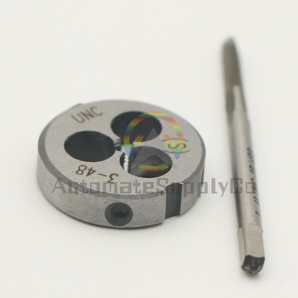 No 3-48 UNC Tap and Die Set Right Hand, 3 x 48 UNC Thread Tap and Round Die