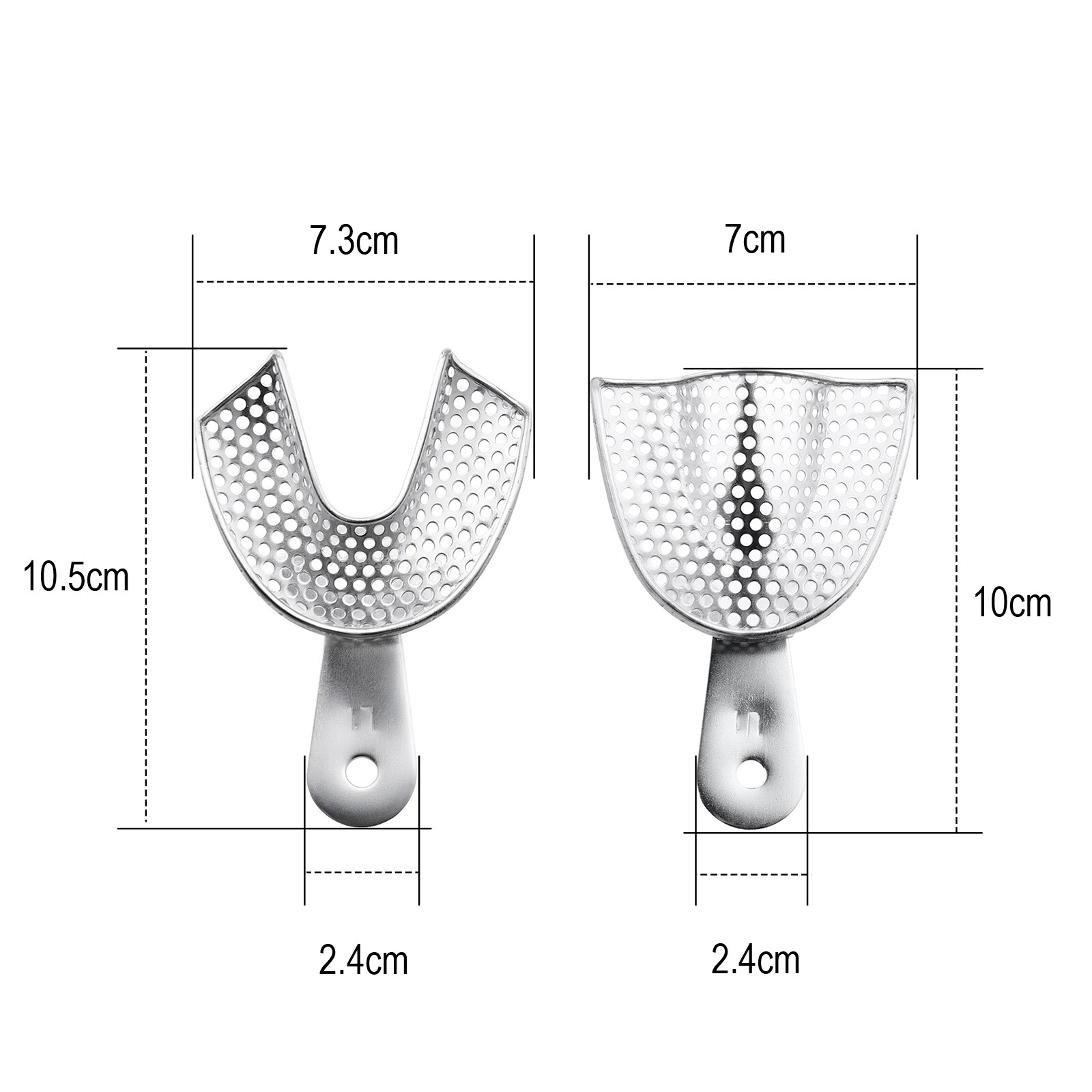 2PCS Autoclavable Stainless Steel Big for Upper & Lower Impression Trays