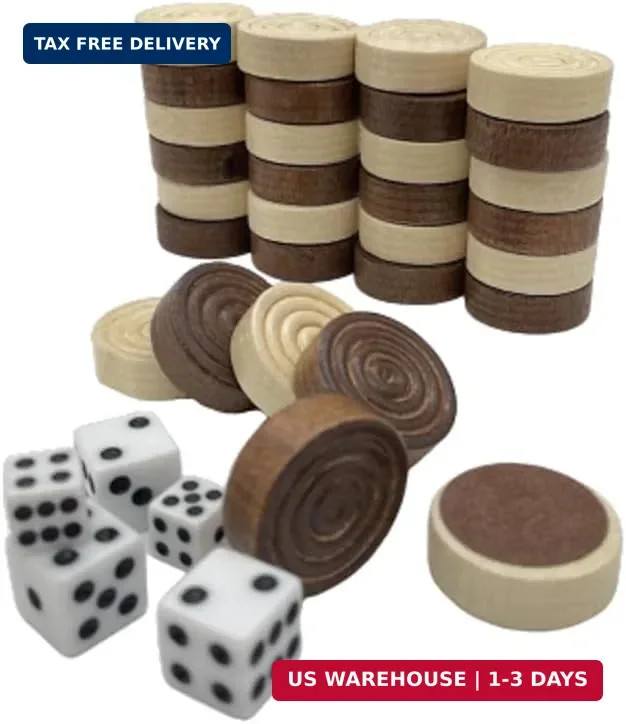 30 Pieces Wooden Backgammon Checkers Replacement set Checker Board Games Playing