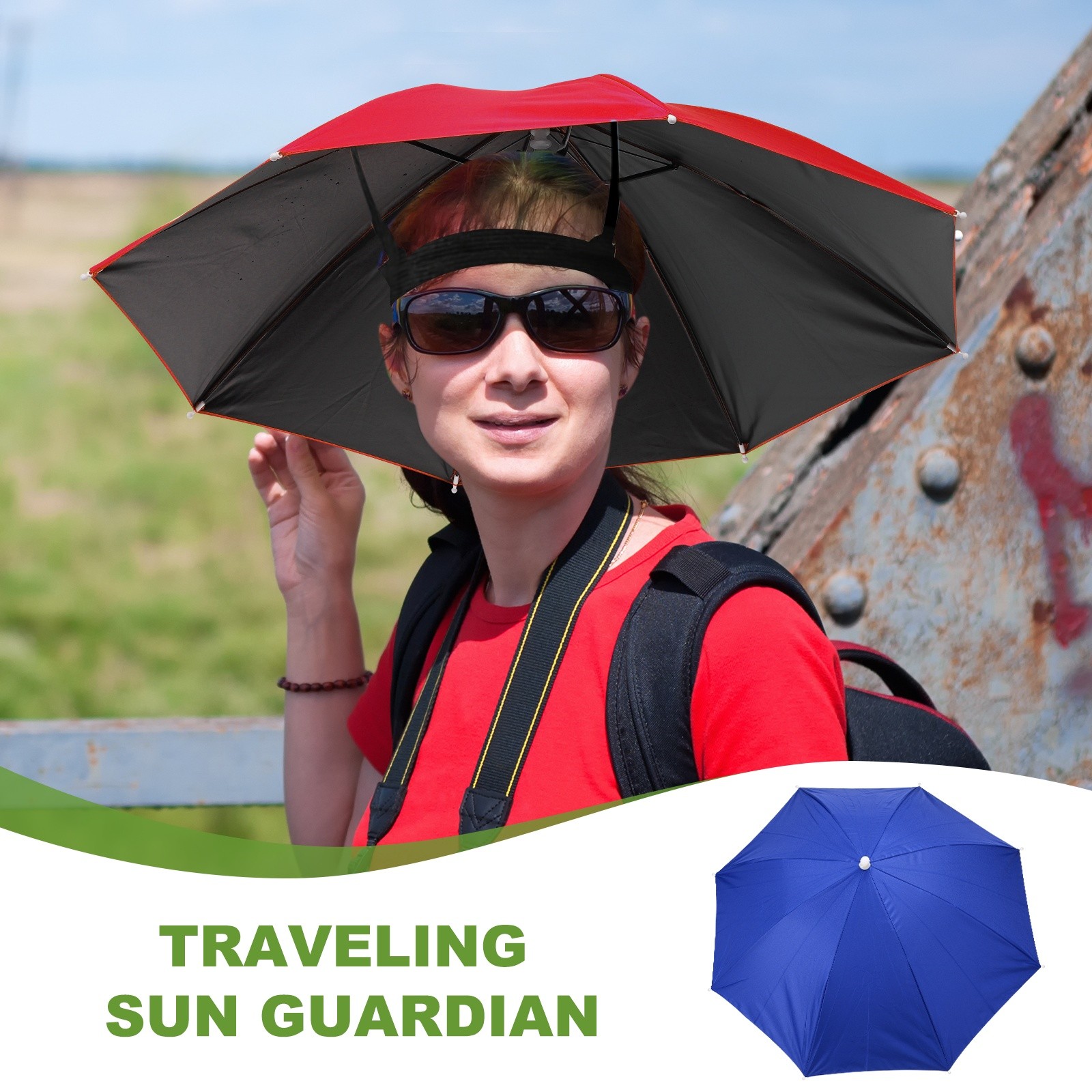 Umbrella Hat Fishing Hat with Elastic Band for Fishing (Sapphire Blue)