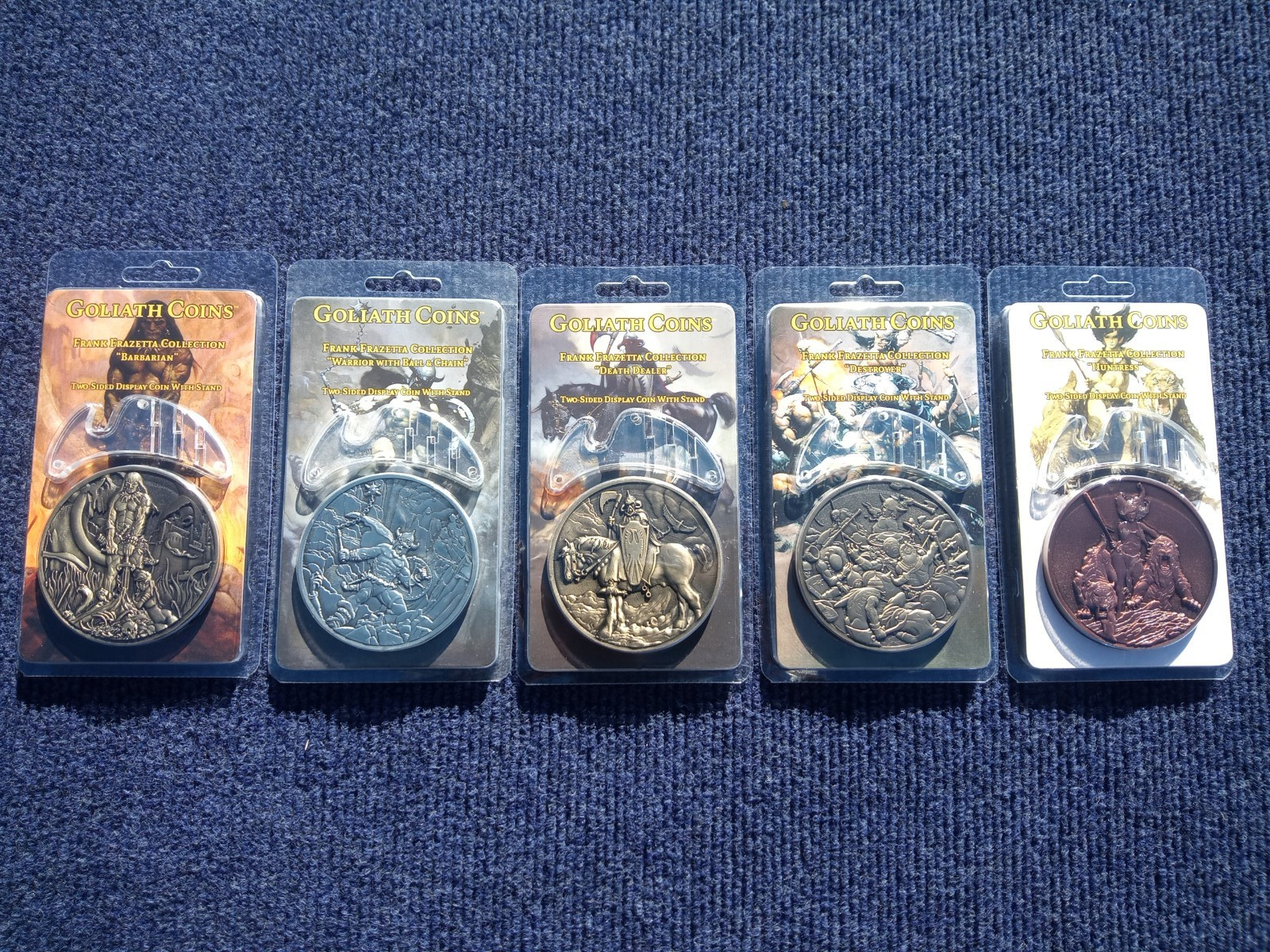 COMPLETE SET OF 5 GOLIATH ART COINS BY FRANK FRAZETTA !!!MINT UNOPENED!!!