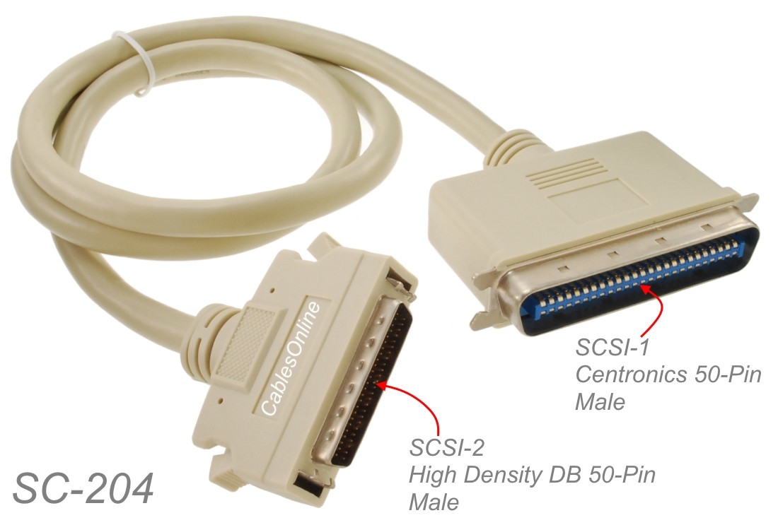 3ft SCSI-2 (HPDB50) Male to CN50 Male 25 Pair Molded Cable, CablesOnline SC-204