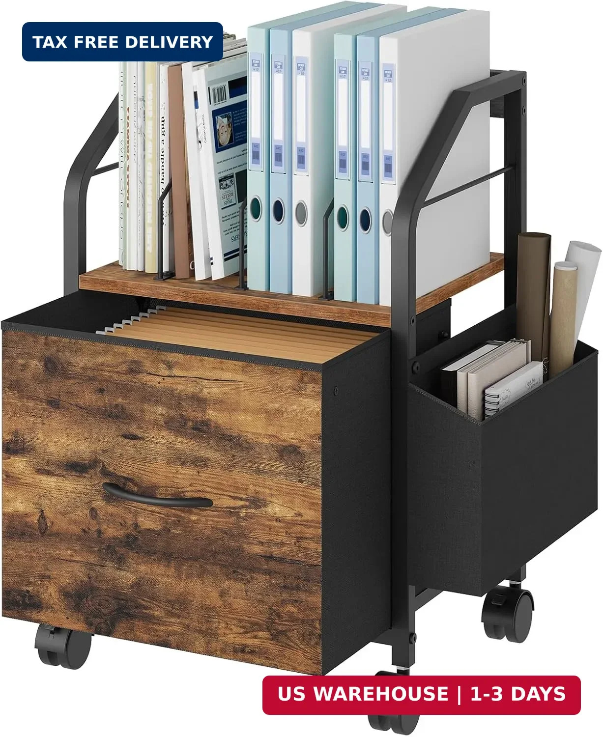 MAHANCRIS Small File Cabinet, Rolling Filing Cabinet for Under Desk | Single Non