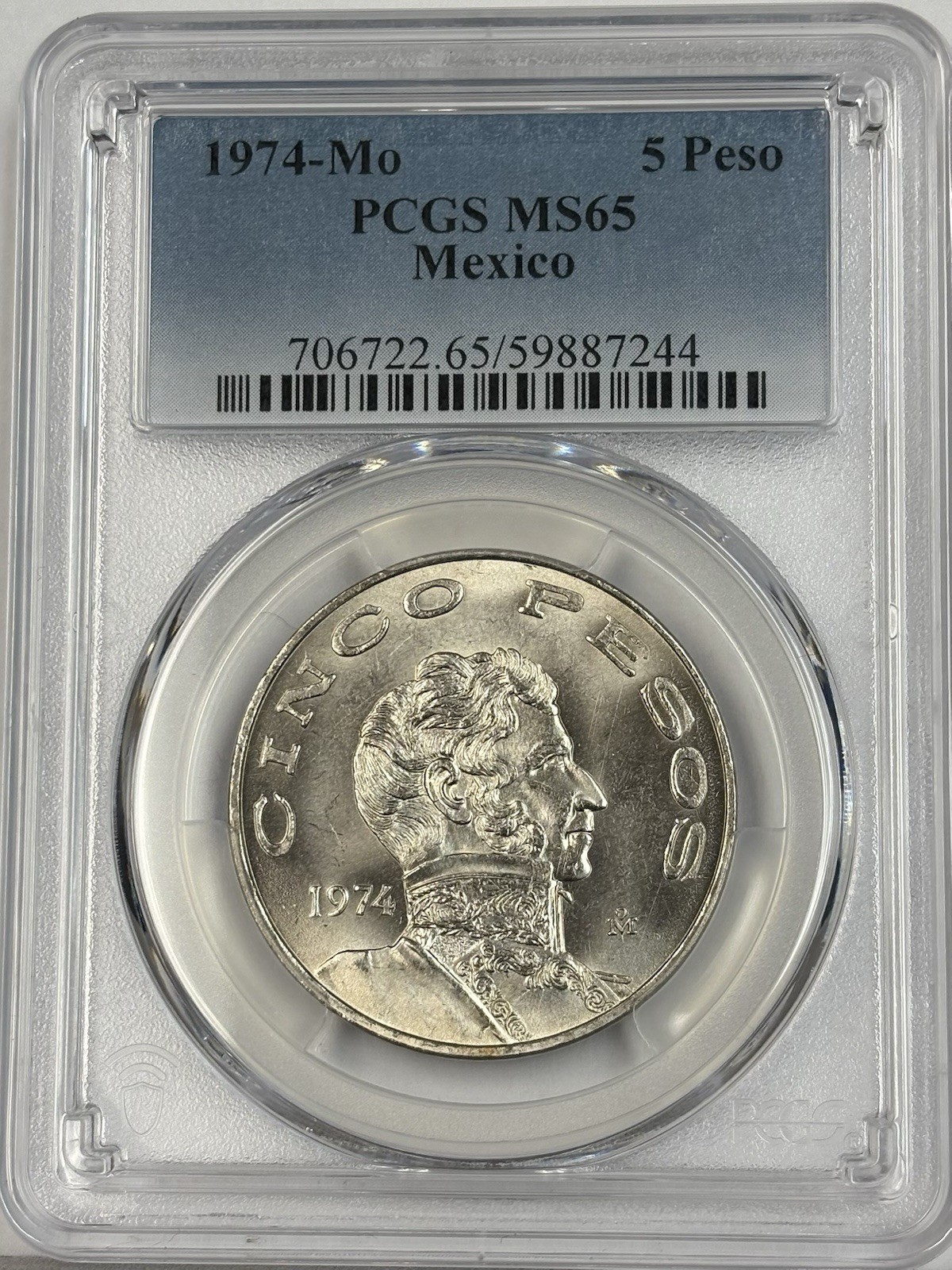 1974-Mo Mexico 5 Pesos PCGS MS65 TOP POP
