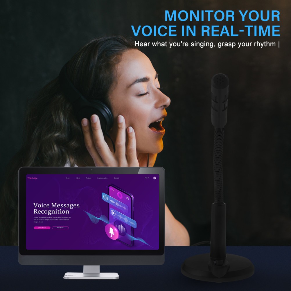 Reusable Black Plastic Tabletop Microphone for Live Streaming and Gaming
