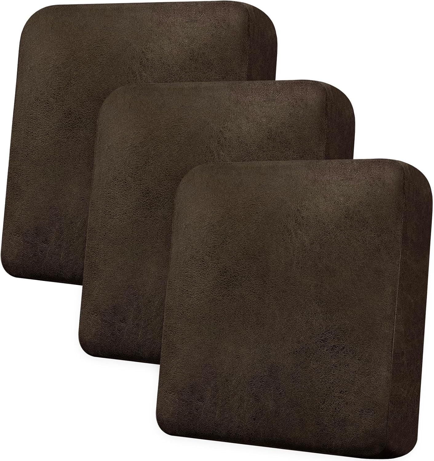 Couch Cushion Covers Leather-Look 3PC Stretch Sofa Seat 3 Cushion Sofa Coffee
