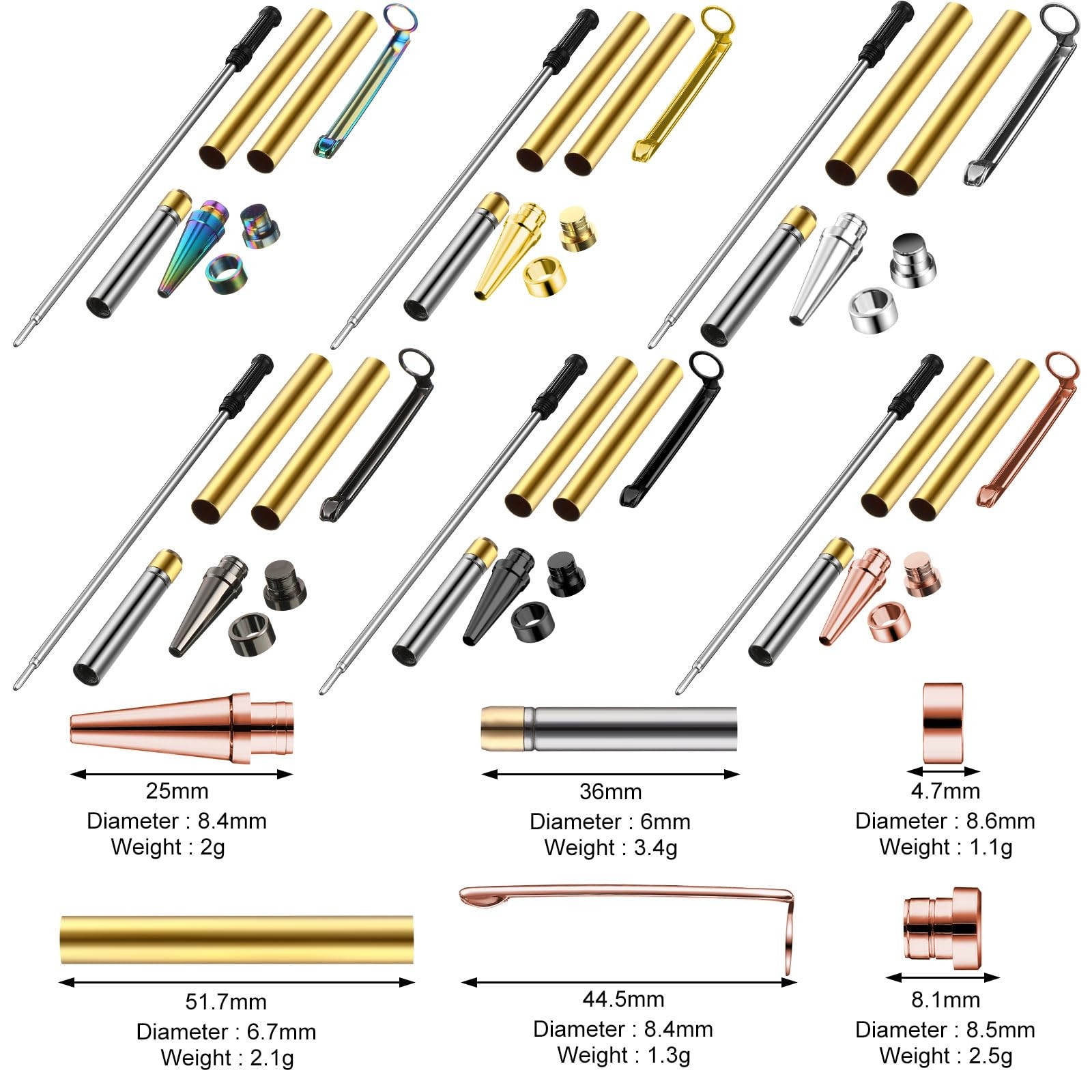 48 Pcs Pen Kits for Wood Turning 7mm Slimline Pen Twist Kit with Refill Lathe...