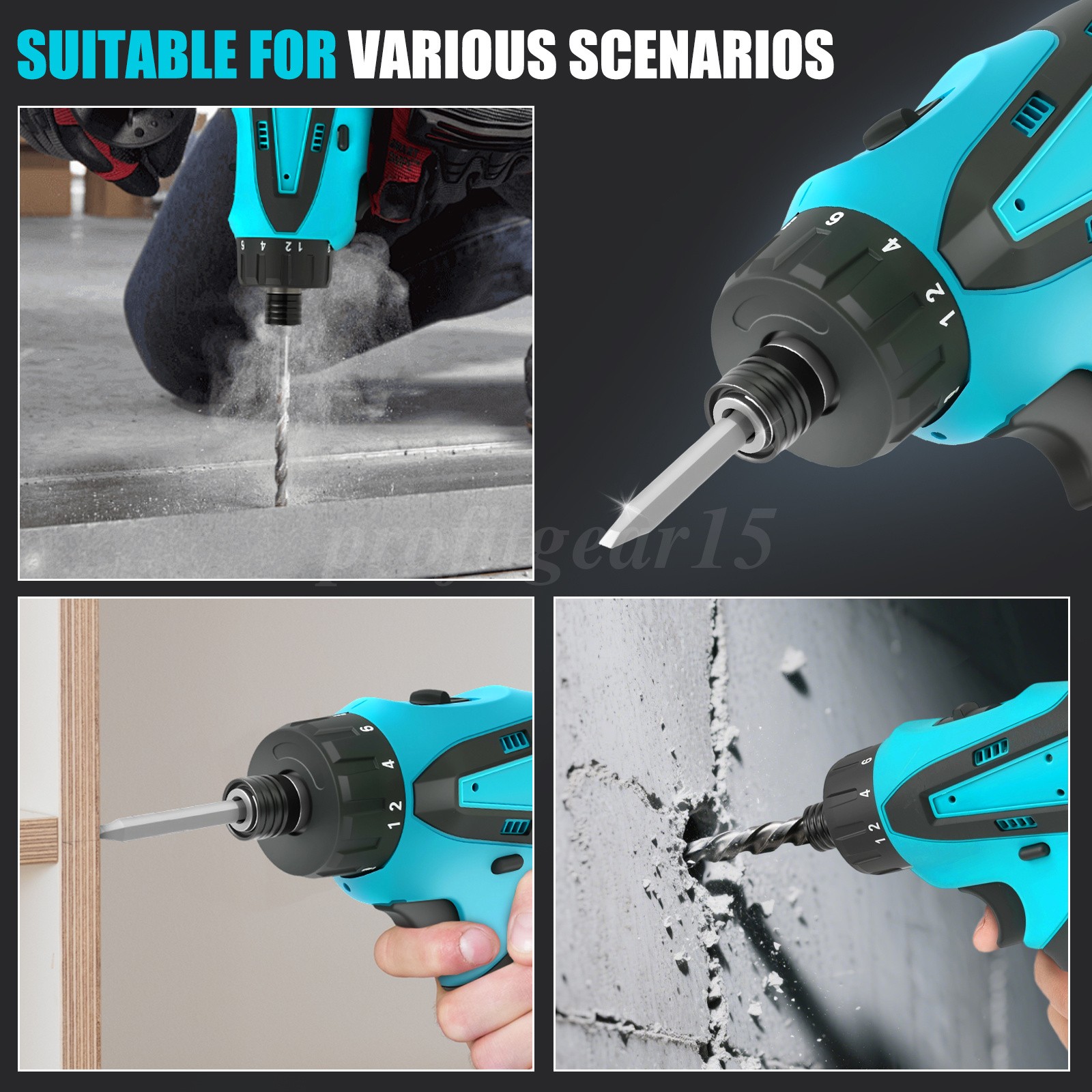 12V Multi - function Screwdriver,180N.m Brushless Cordless Electric Hammer Drill