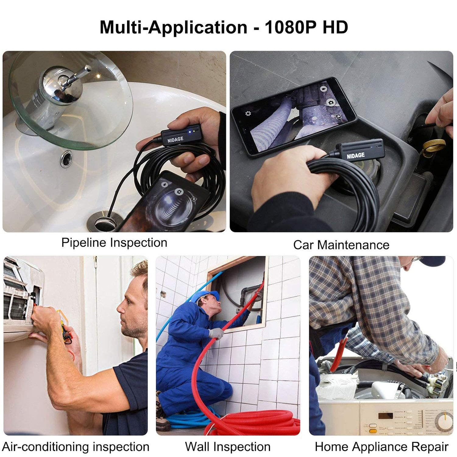Wireless Endoscope Camera with Light HD Waterproof Wifi Borescope Flexible 5.5MM