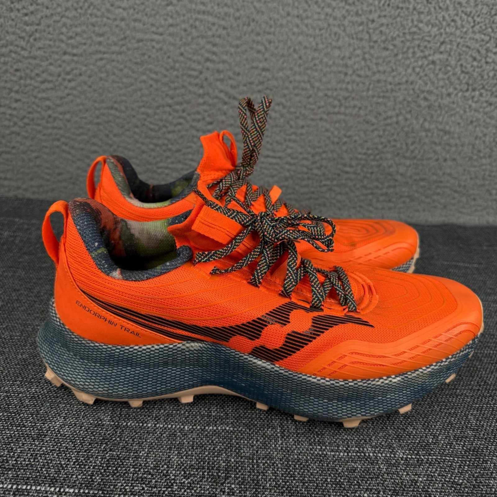 Saucony Shoes Mens Size 10 Orange Endorphin Trail Running Speedroll Technology