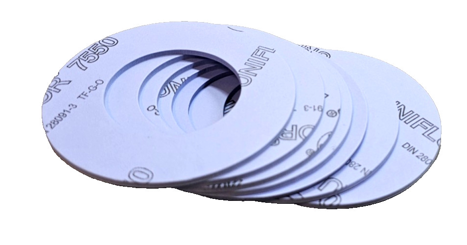 7pcs IDT Unifluor WS 550 Flat Gasket DN 300# 2", PTFE 2.4"ID 4.375"OD, 3mm