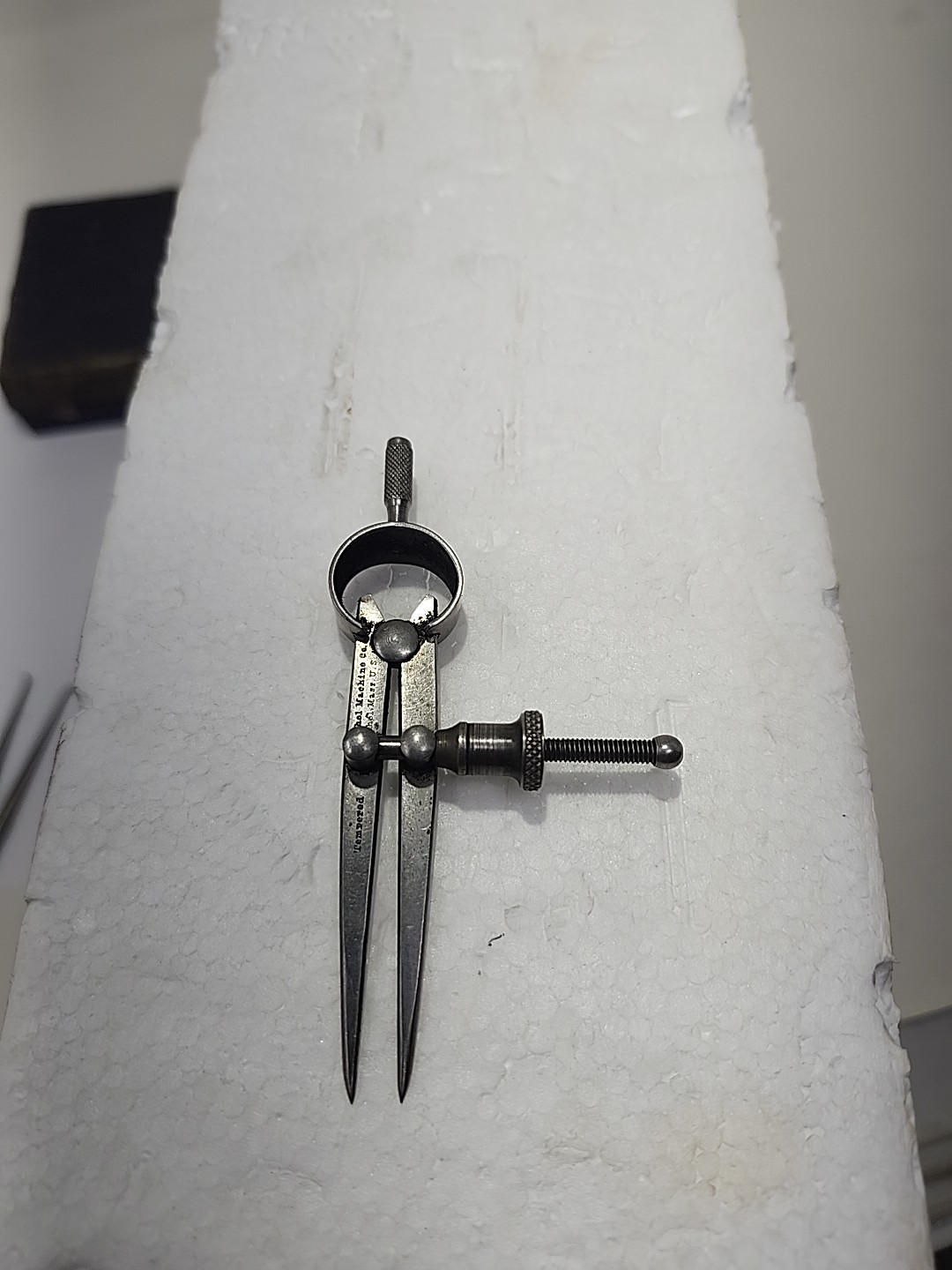 Starrett Athol Machine 3 1/2 " Round Flat Leg Inside Caliper Machinist Tool