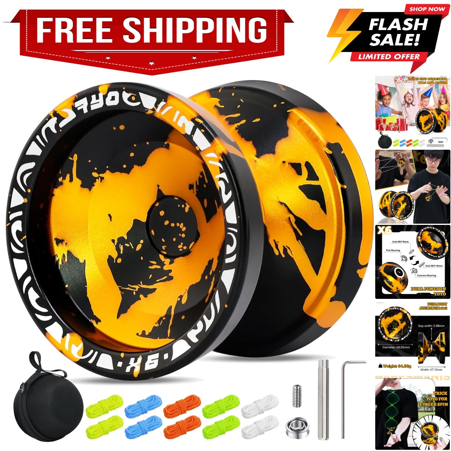 Professional Responsive Yoyo X6 for Kids Beginner, Dual Function Fingerspin Y...