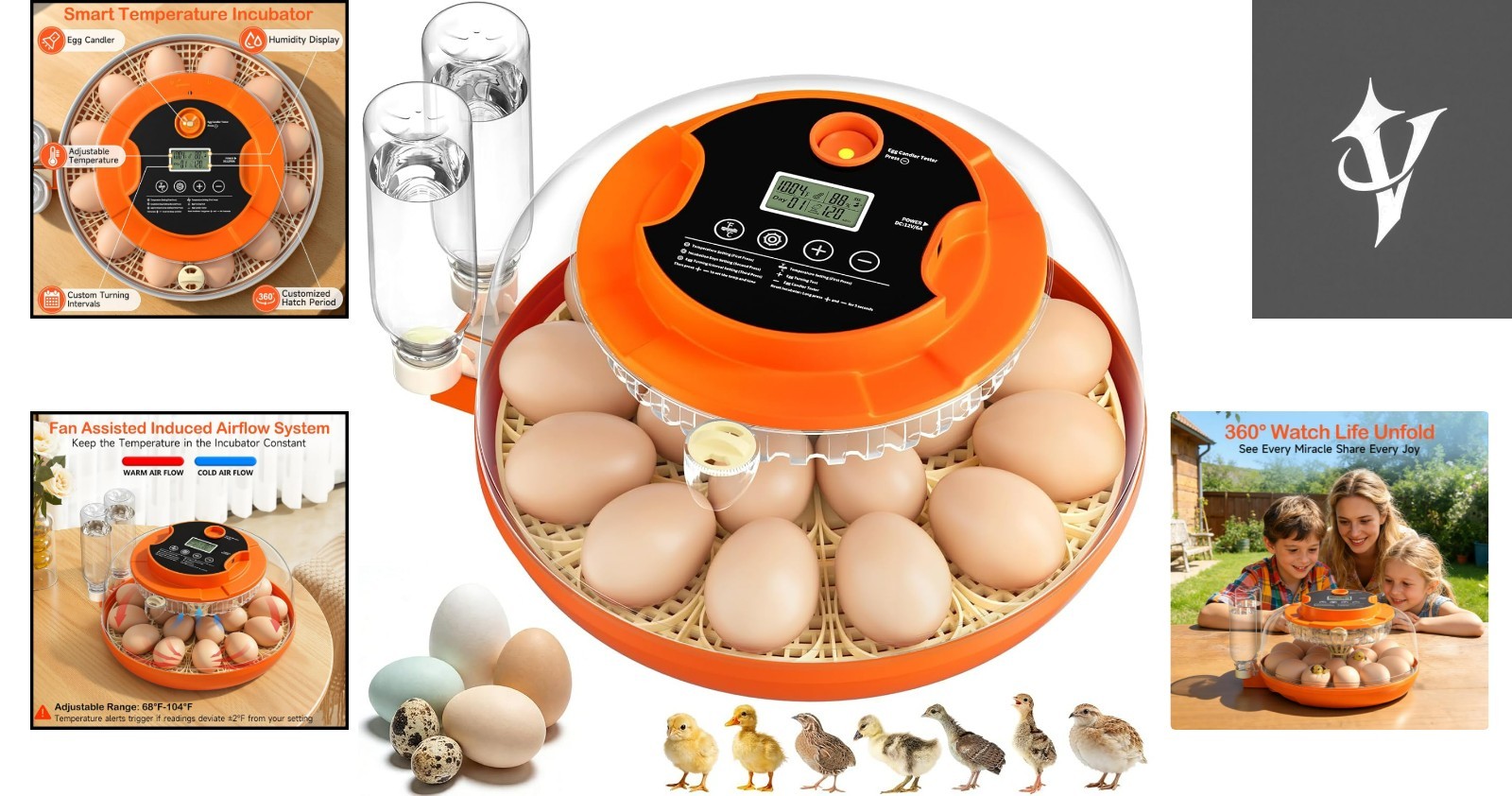 Professional Grade Egg Hatcher with Smart Turning and Humidity Control - 18 Eggs