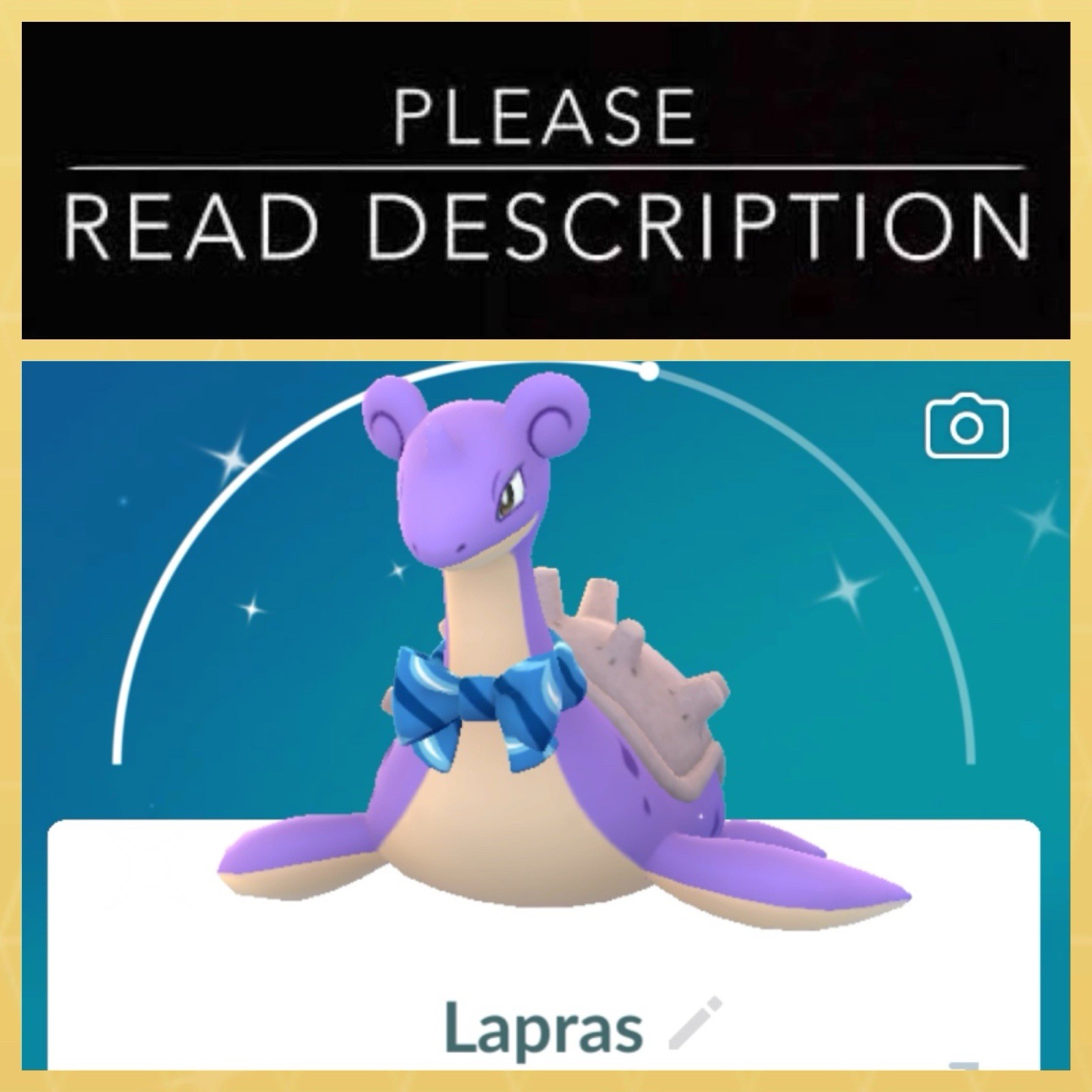 Shiny Lapras wearing Blue Bow Scarf  - Pokemon Go