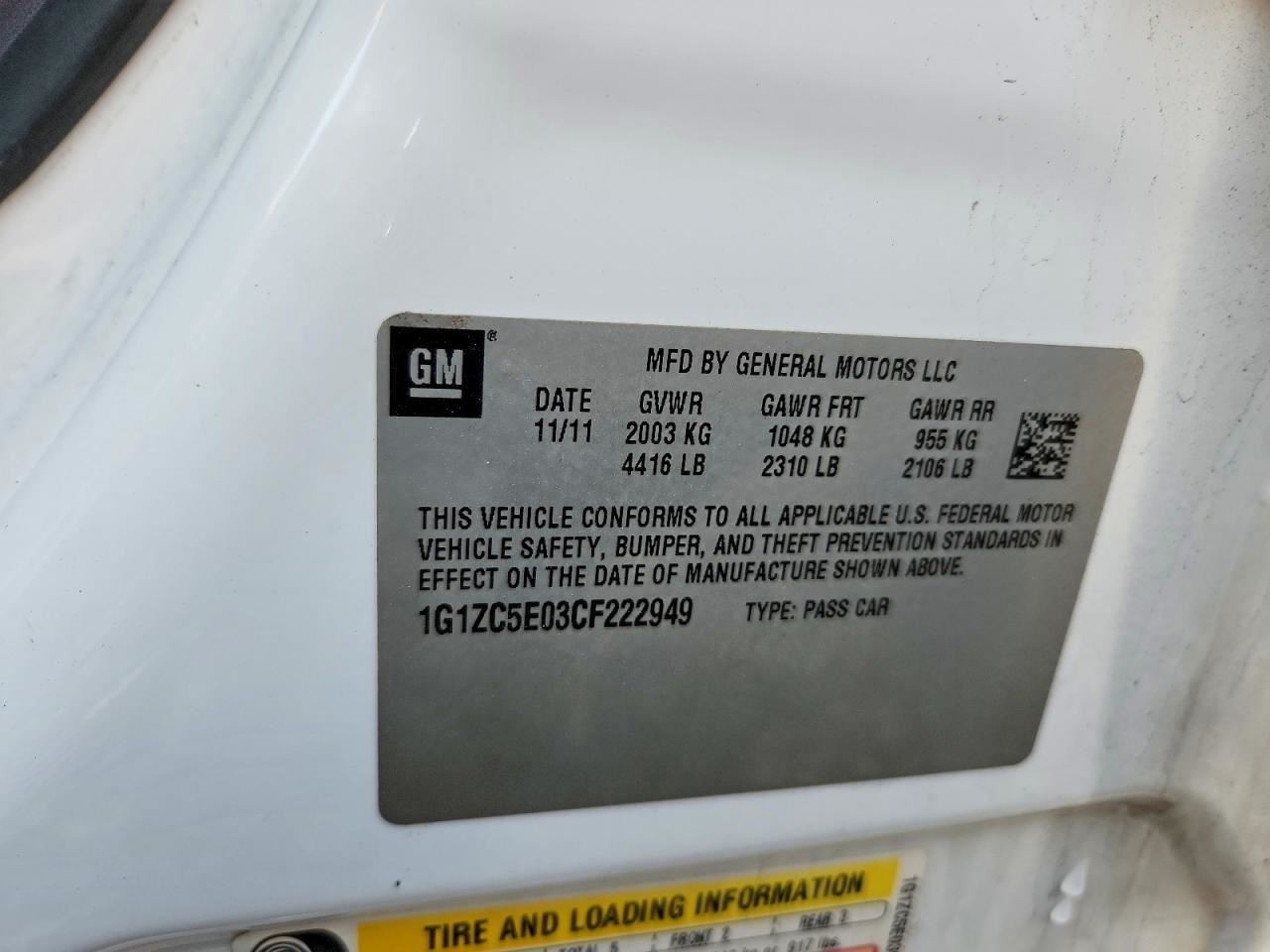 MALIBU 2012 Glove Box 4982560