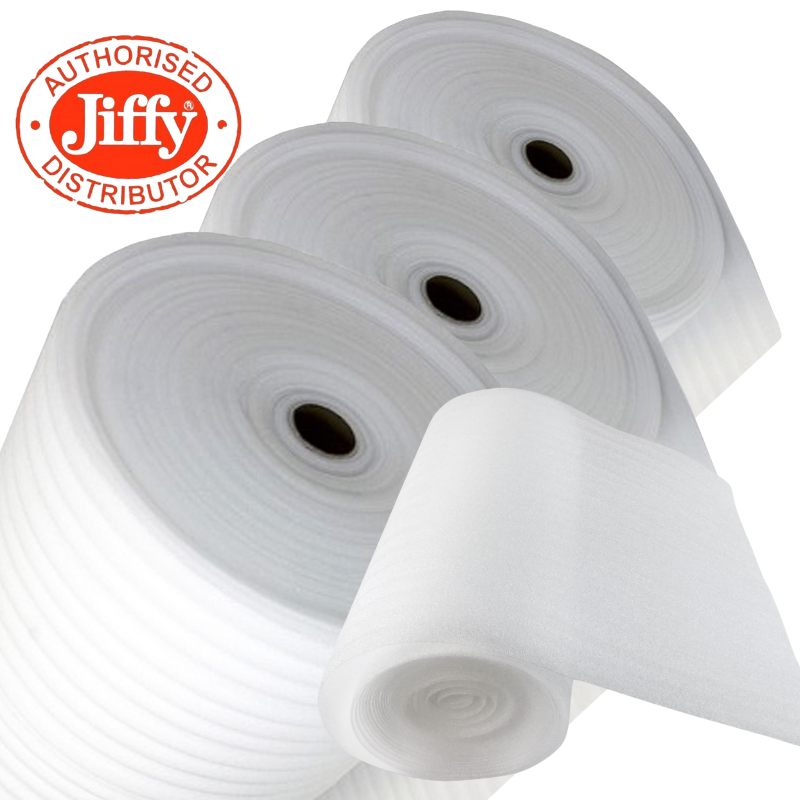 JIFFY FOAM ROLLS 500/750/1500MM 1/1.5/2.5/4MM THICK FOR PACKING WRAPPING POSTING