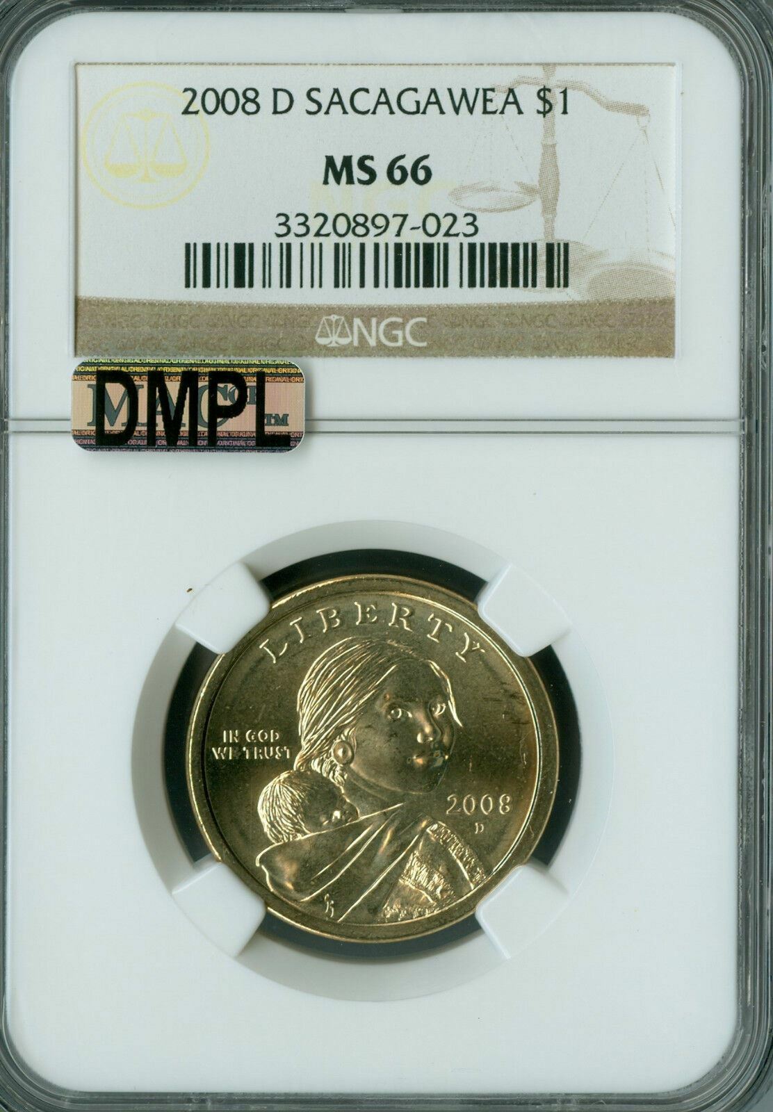 2008 D SACAGAWEA DOLLAR NGC MS66 MAC DMPL BUSINESS STRIKE  *