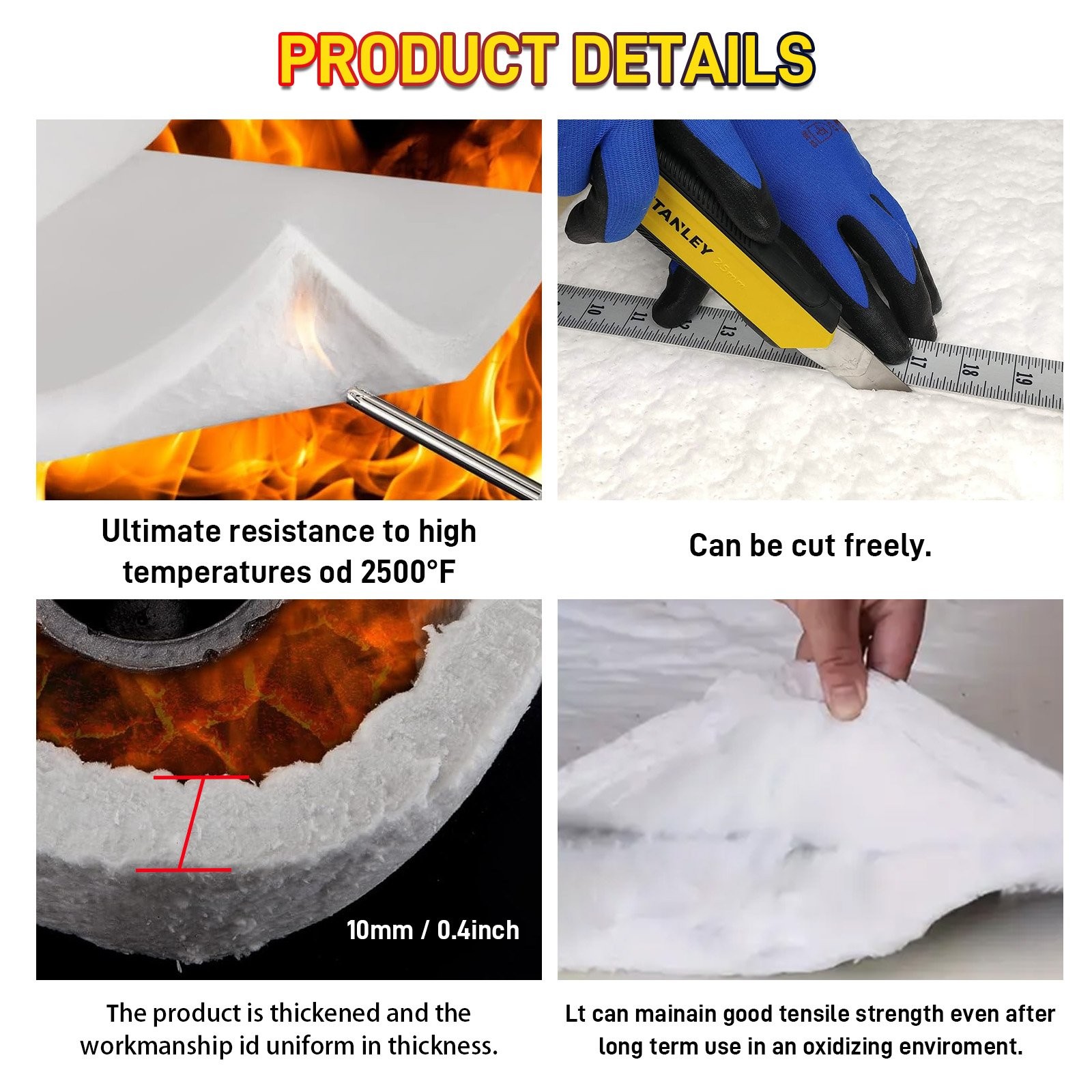 NEW Silicate Ceramic Fiber Blanket Insulation High Temperature Fireproof Mat Pad