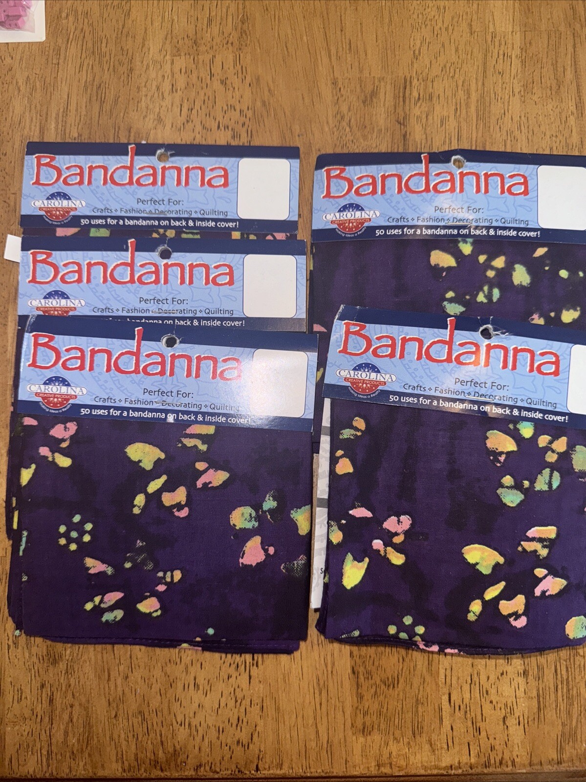 Bandannas Lot Of 5 Purple Batik 22”x22” Perfect For Party, Show, Craft, Dance