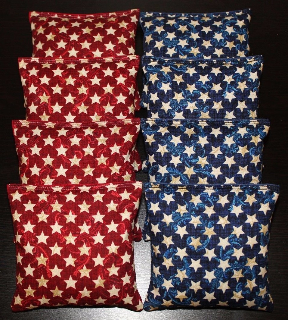 Patriotic AMERICAN STARS Blue & Red Cornhole Bean Bags ACA Regulation Quality!!