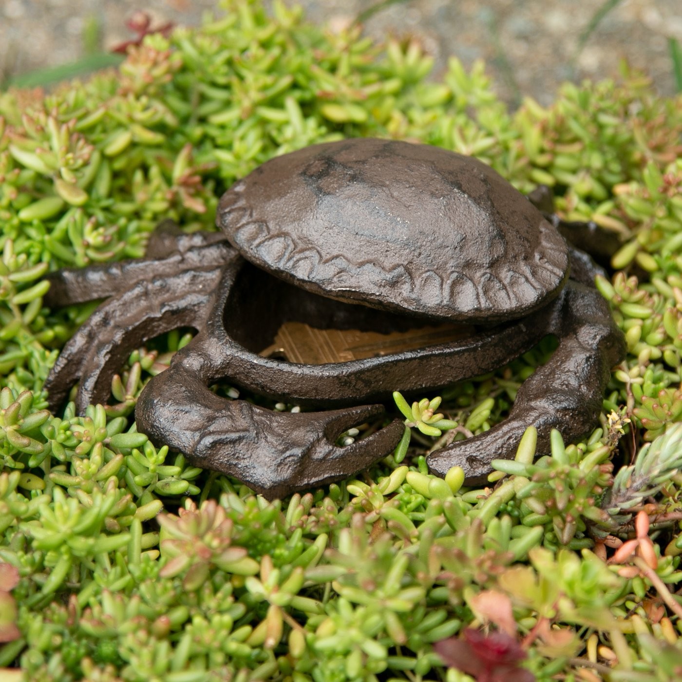 CAST IRON CRAB EMERGENCY KEY KEEPER HIDER STASH BOX OUTDOOR SECURITY STATUE