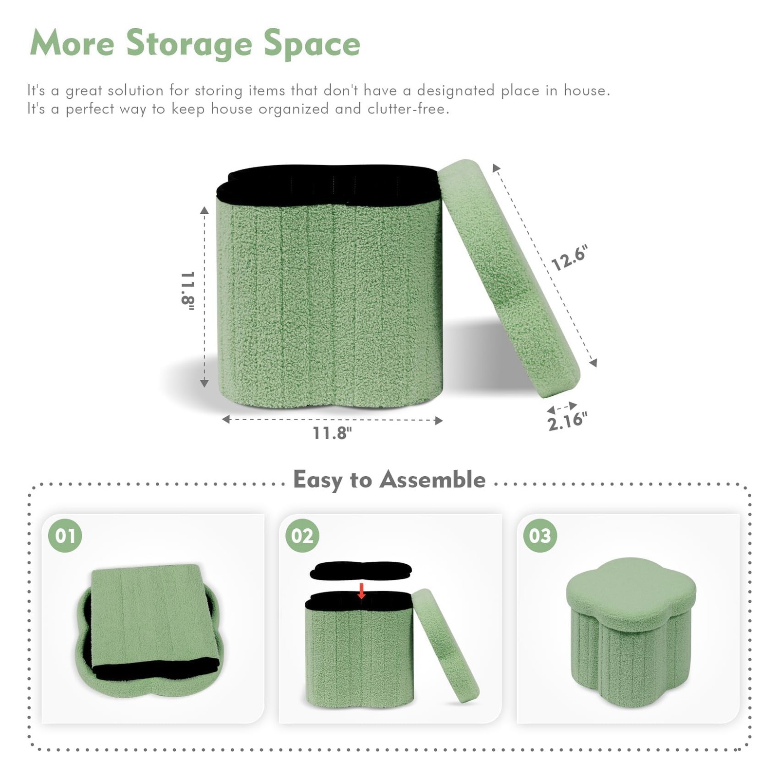 Storage Ottoman Cube, Flowers Shaped Ottomans with Storage Foot Stool Footres...