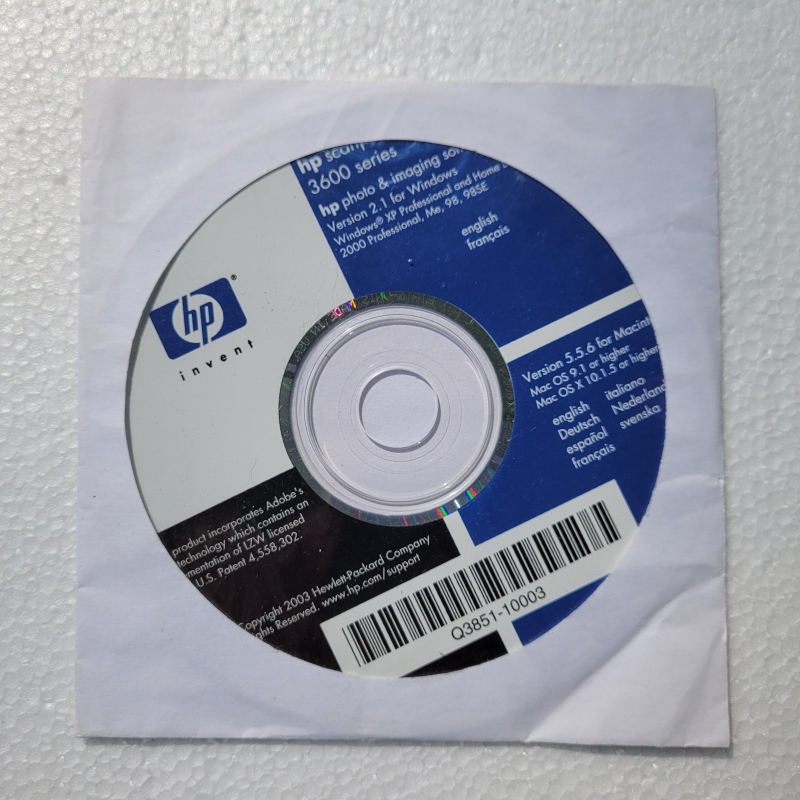 HP 3600 series ScanJet printer software CD - drivers utilities