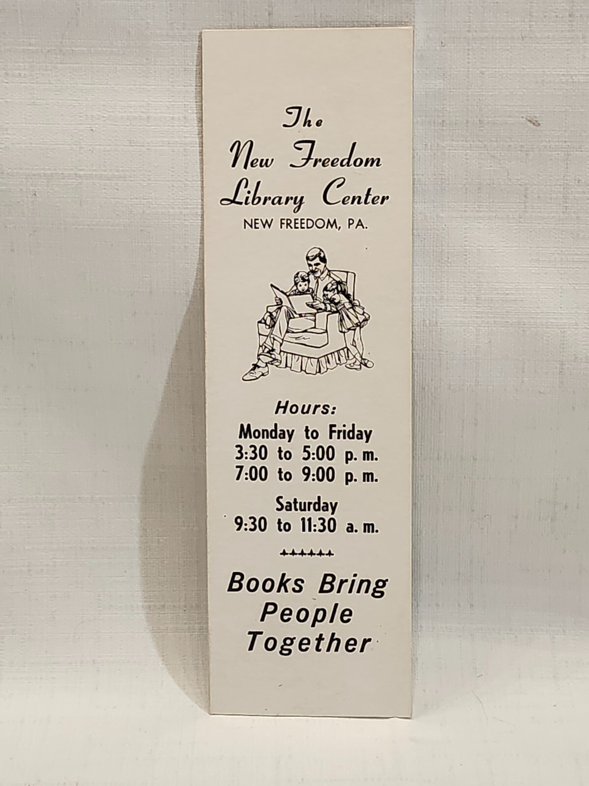 The New Freedom Library Center Pennsylvania Paper Bookmark RETIRED