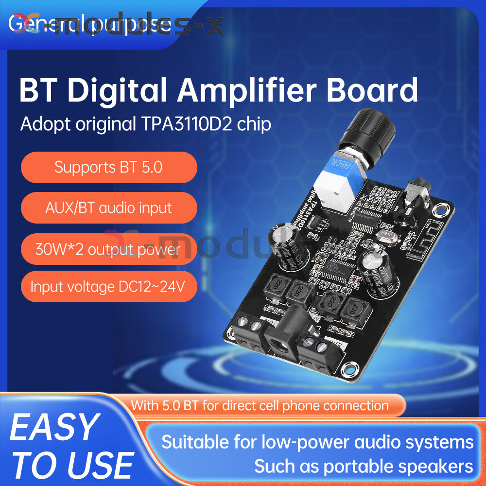 DC12-24V Bluetooth TPA3110D2 30W+30W  Audio Power Amplifier Board 2CH Amp Module