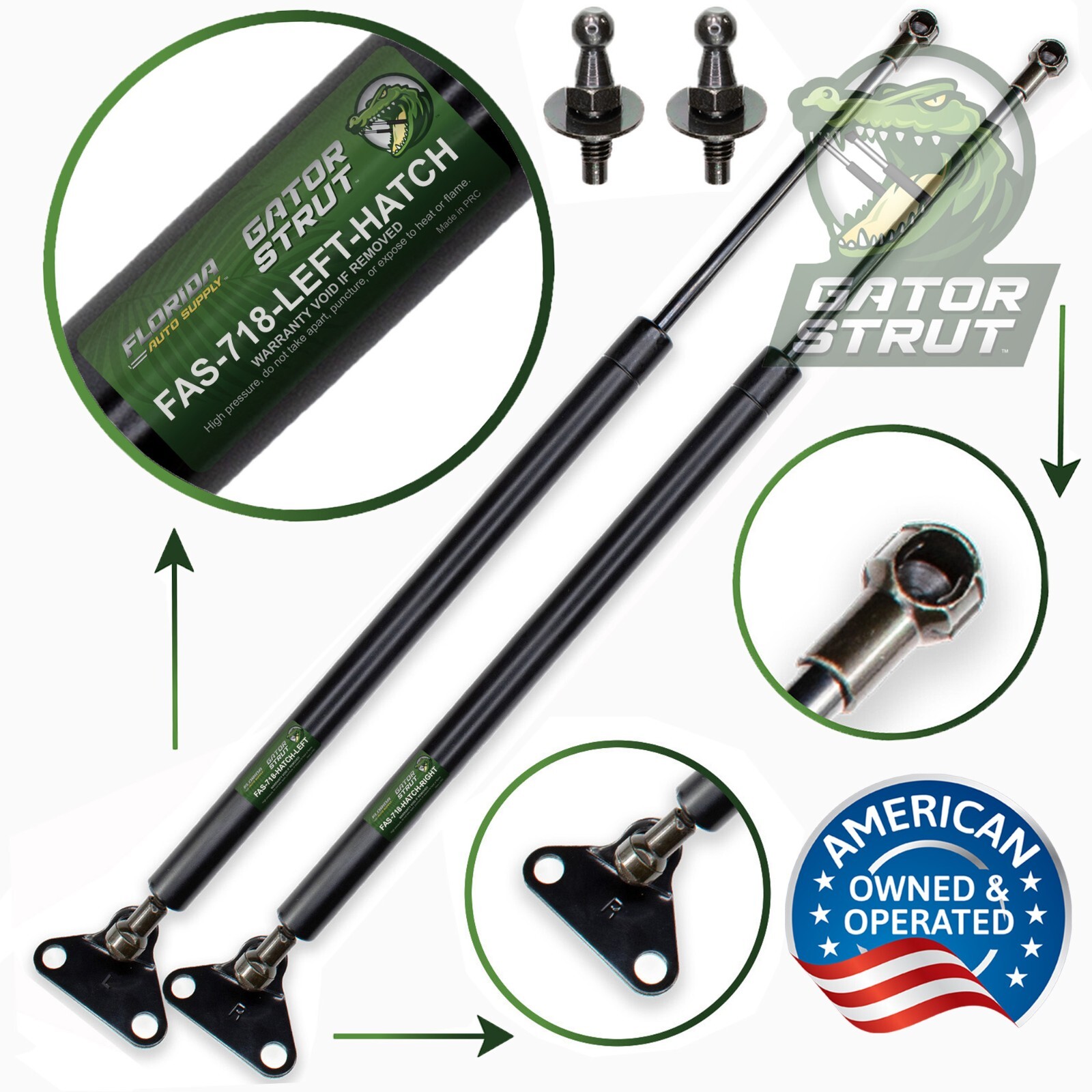 Two Rear Hatch Lift Supports FAS-718 For: 08-17 Toyota Land Cruiser, Lexus LX570